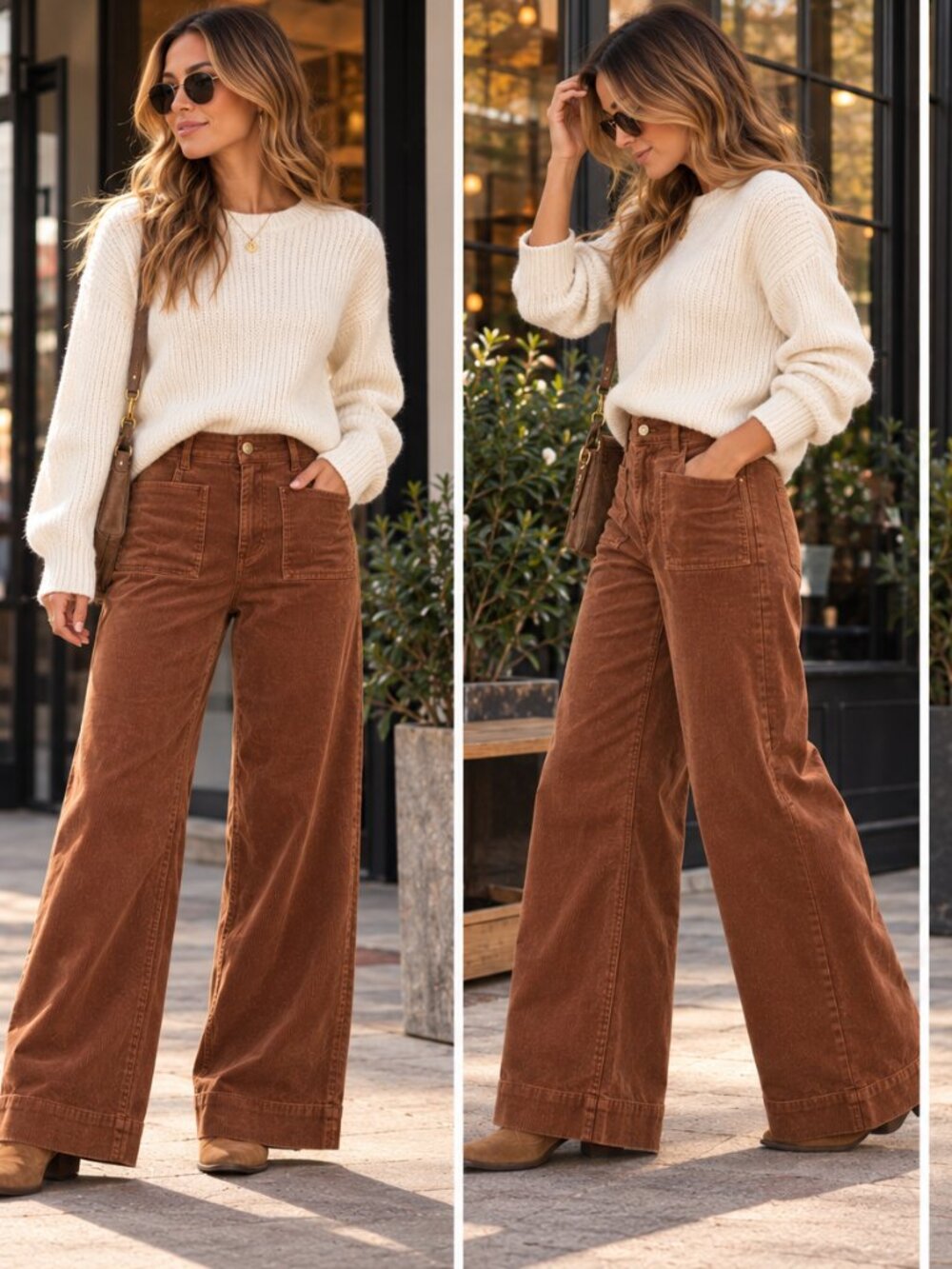 LOFT The Palmer Wide Leg Corduroy Pants Size 4 Brown